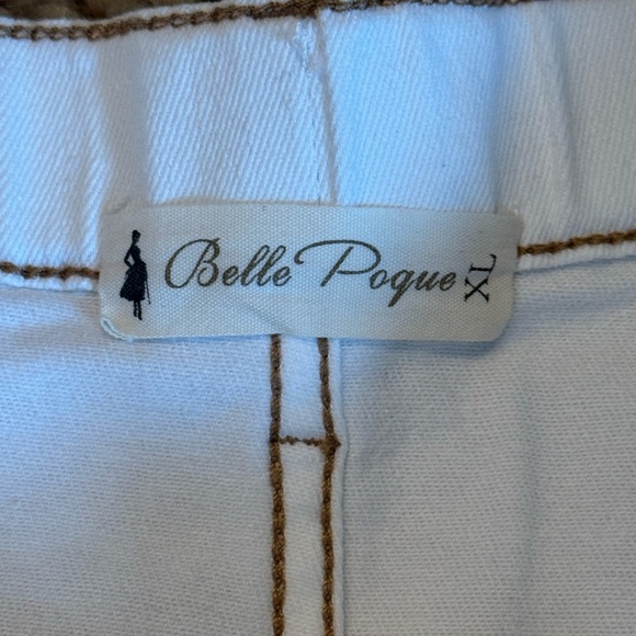 Belle Poque White Denim Midi Skirt with Contrast Stitching size XL - Picture 6 of 10